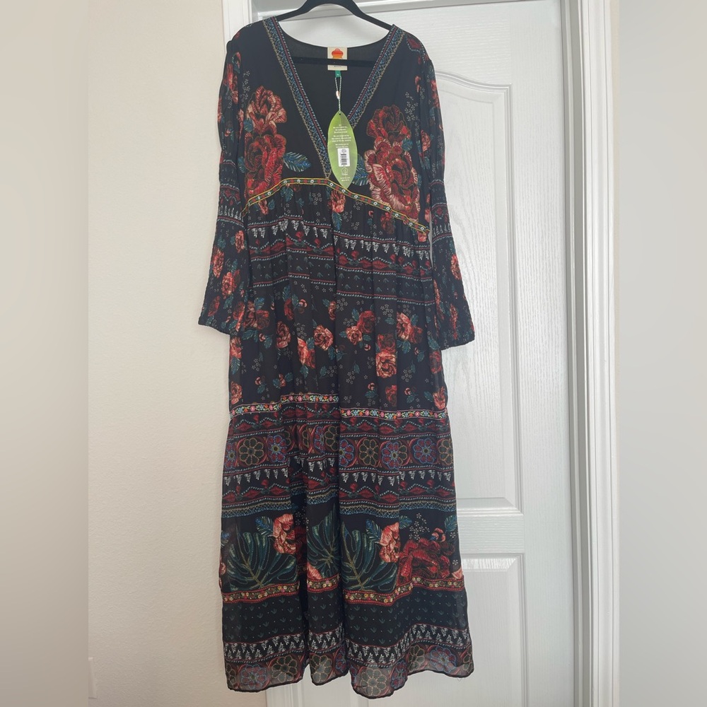 Farm Rio Embroidered Floral Dress Maxi